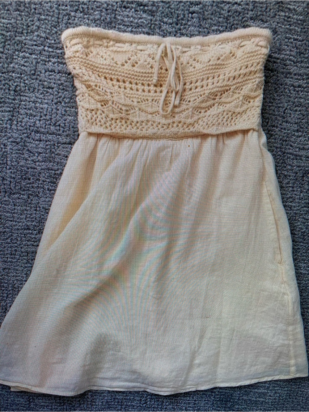 Strapless Crochet-Bodice Chemise in Cream